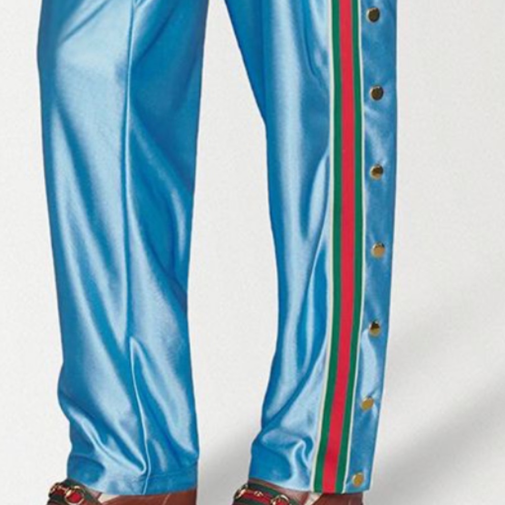 Gucci web stripe shiny jersey pants